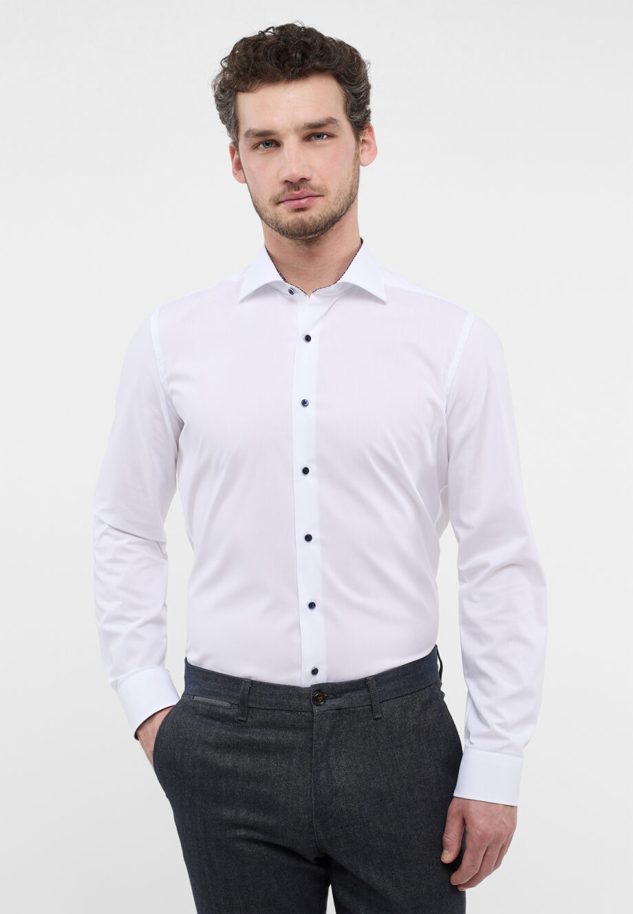 ETERNA - unifarbenes Popeline-Hemd SLIM FIT