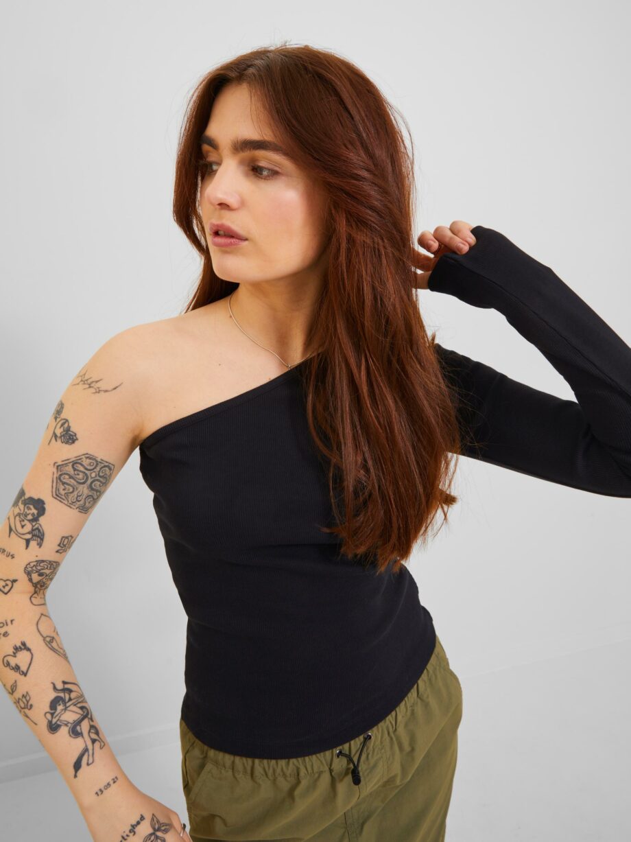 JJXX - JXFUNDA STR ONE SHOULDER LS RIB TOP JRS