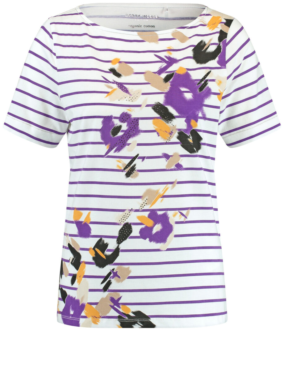 Gerry Weber - Geringeltes Halbarmshirt mit Steinchendekor