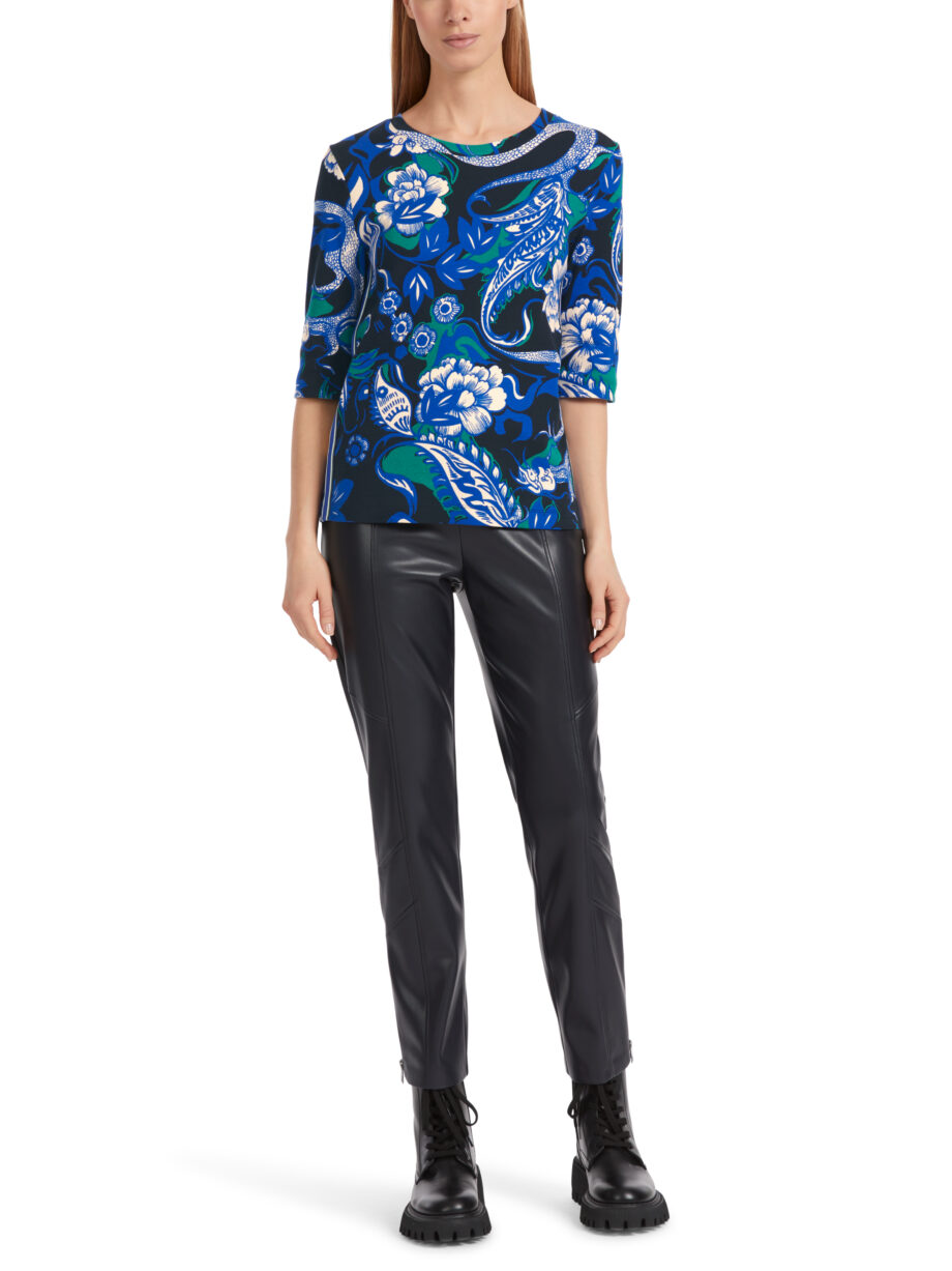 Marc Cain - Baumwollripp-Shirt mit Tattoo-Dessin