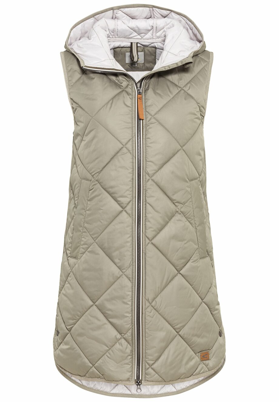 Camel - Longweste mit Kapuze aus recyceltem Polyester