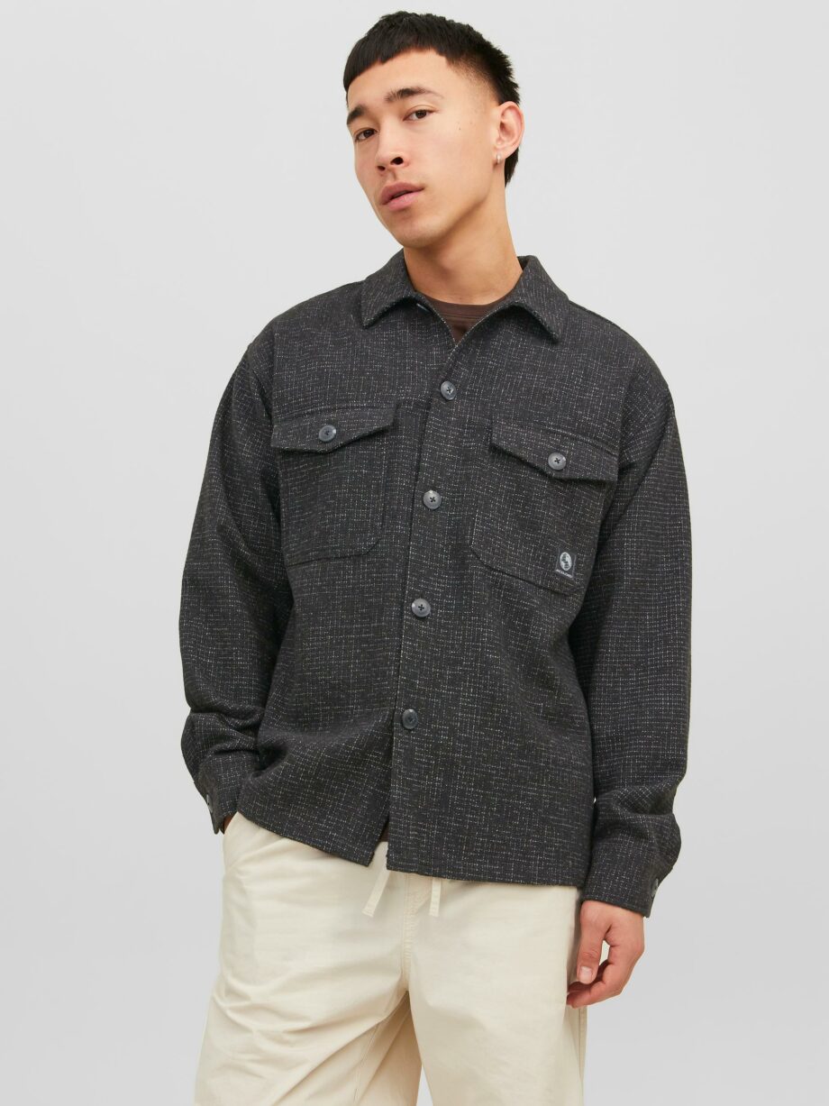 Jack & Jones - JCOGRID EDDIE WOOL BLEND OVERSHIRT LS