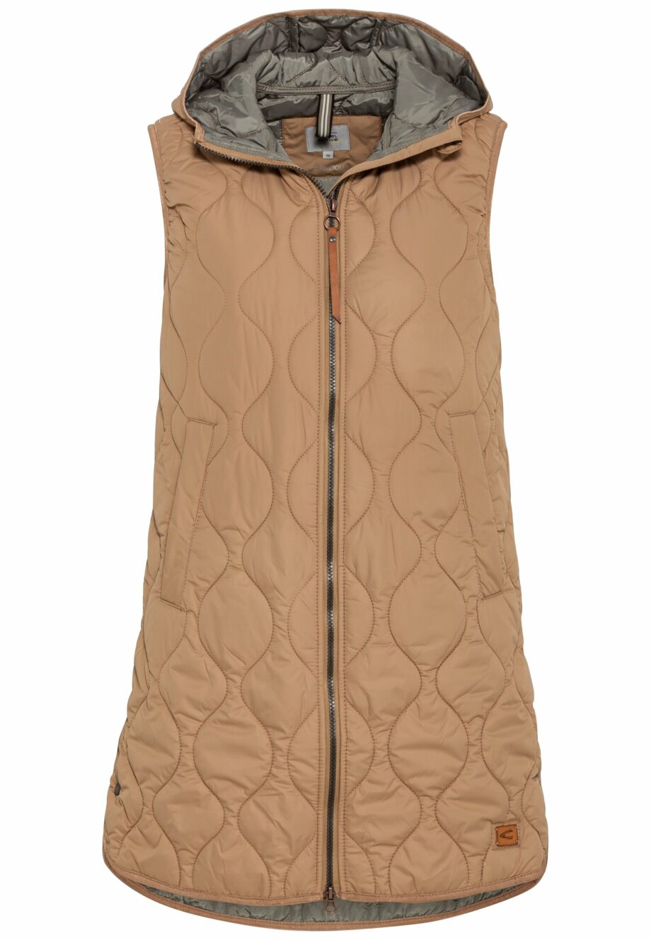 Camel - Lange Steppweste aus recyceltem Polyester