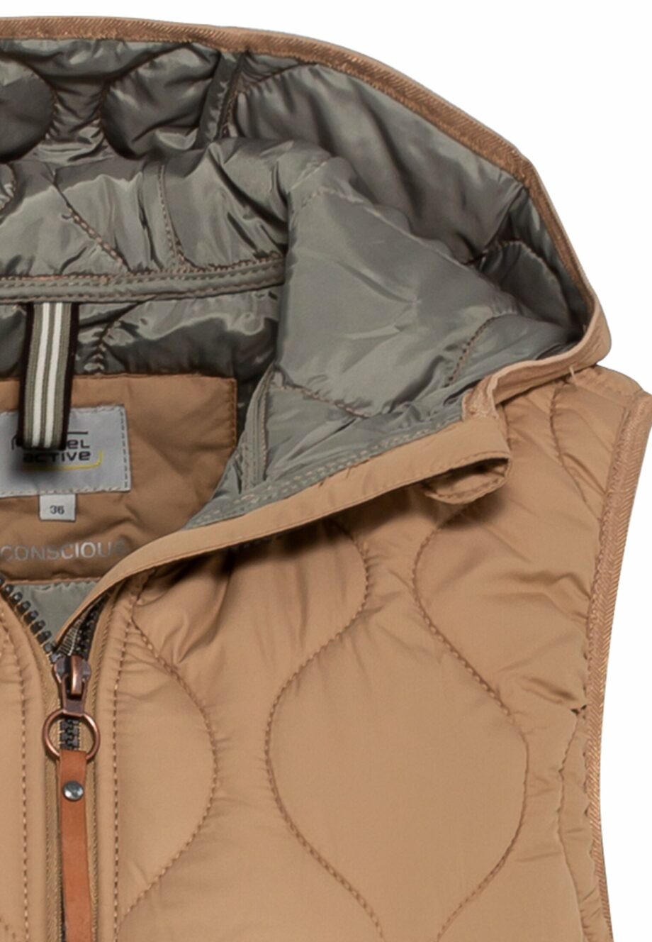 Camel - Lange Steppweste aus recyceltem Polyester