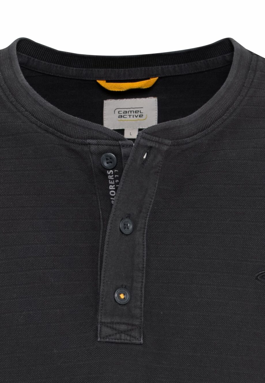 Camel - Kurzarm Henley aus reiner Baumwolle