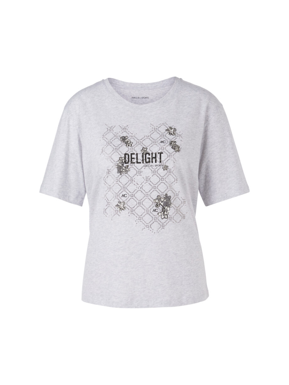 Marc Cain - Baumwoll-T-Shirt mit Glitzermotiv