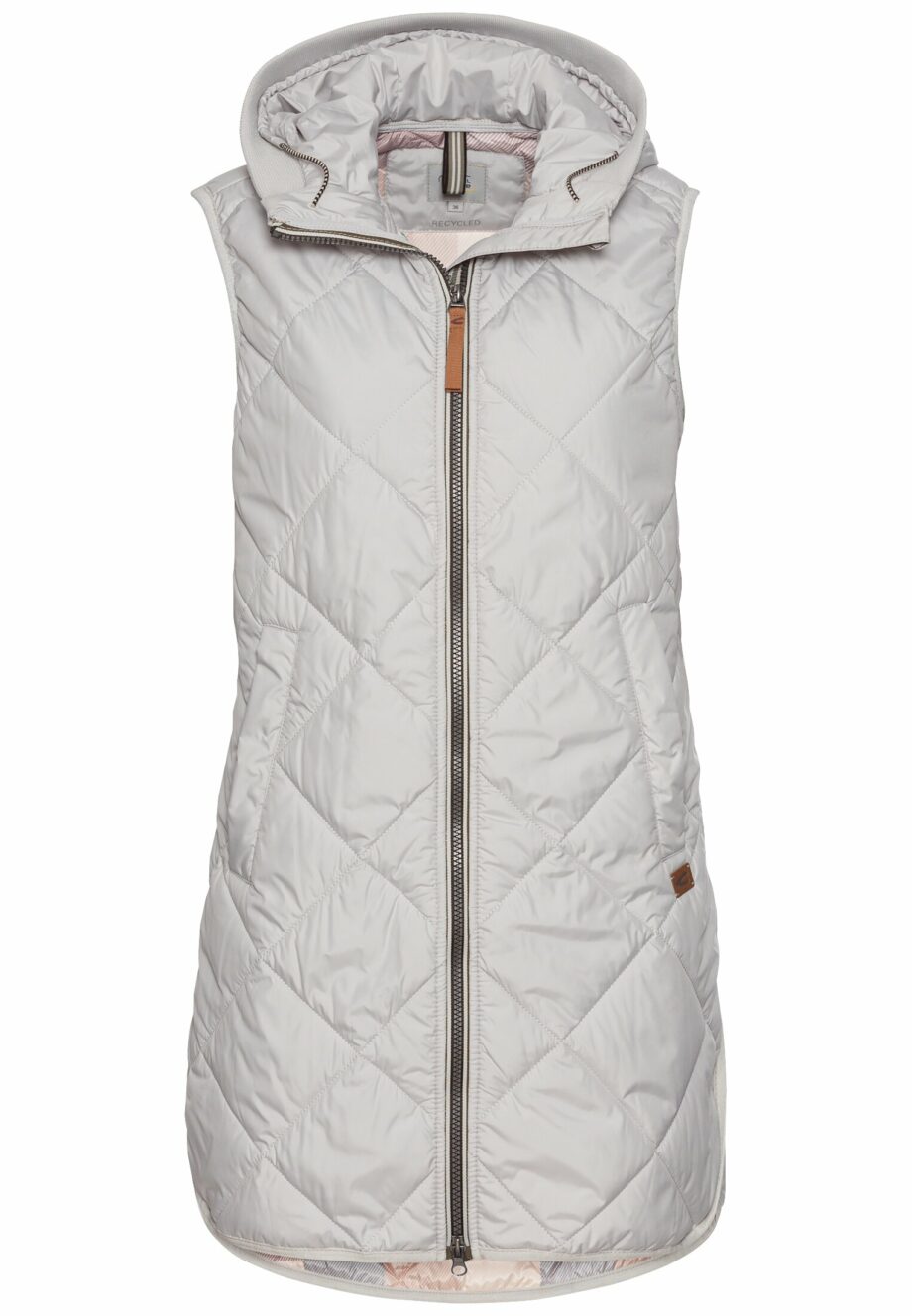 Camel - Lange Weste mit Kapuze aus recyceltem Polyester