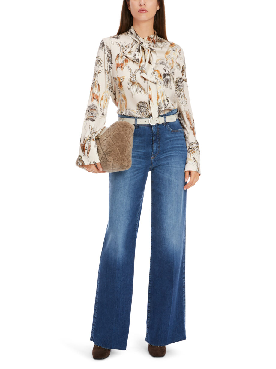 Marc Cain - Seidenbluse mit Schluppe & Alloverprint