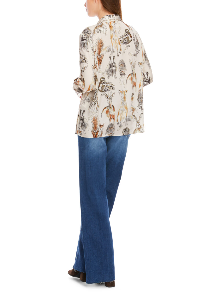 Marc Cain - Seidenbluse mit Schluppe & Alloverprint