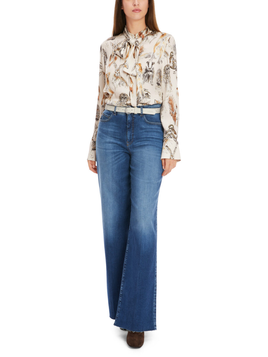 Marc Cain - Seidenbluse mit Schluppe & Alloverprint