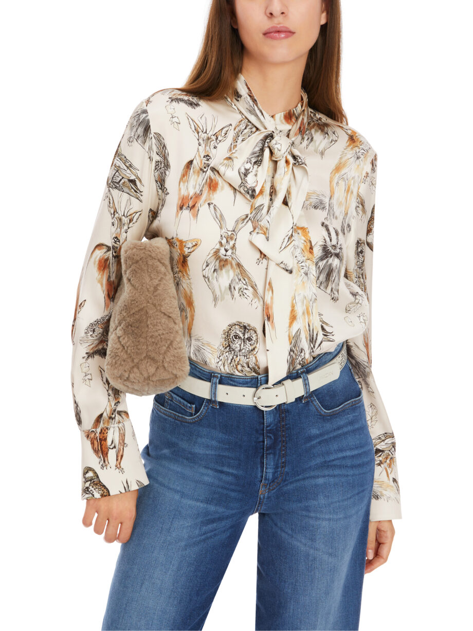Marc Cain - Seidenbluse mit Schluppe & Alloverprint