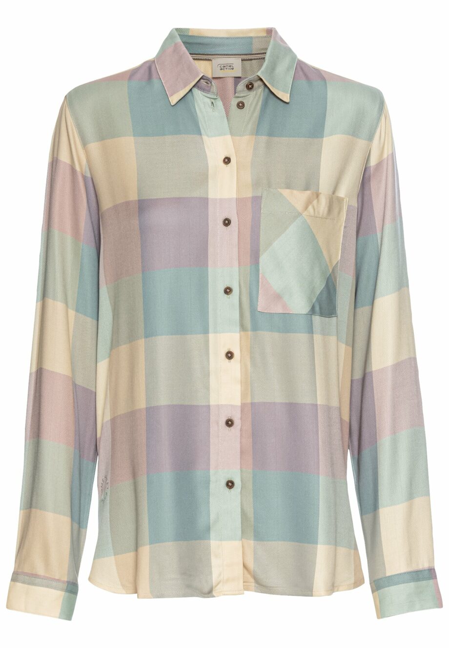 Camel - Karierte Bluse aus Viskose