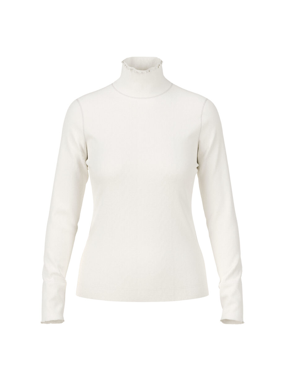 Marc Cain - T-Shirt mit offenkantigem Mock-Neck