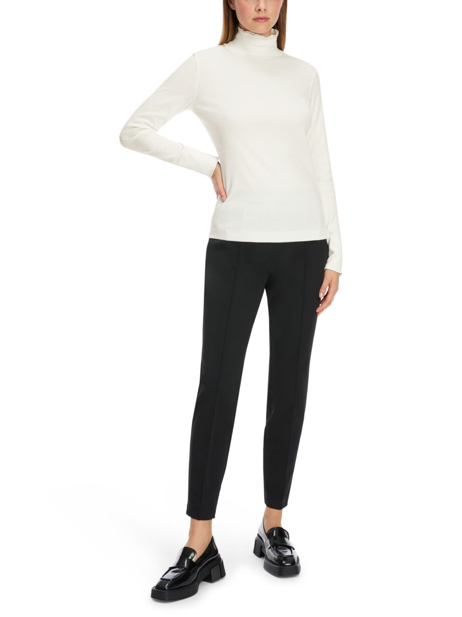Marc Cain - T-Shirt mit offenkantigem Mock-Neck