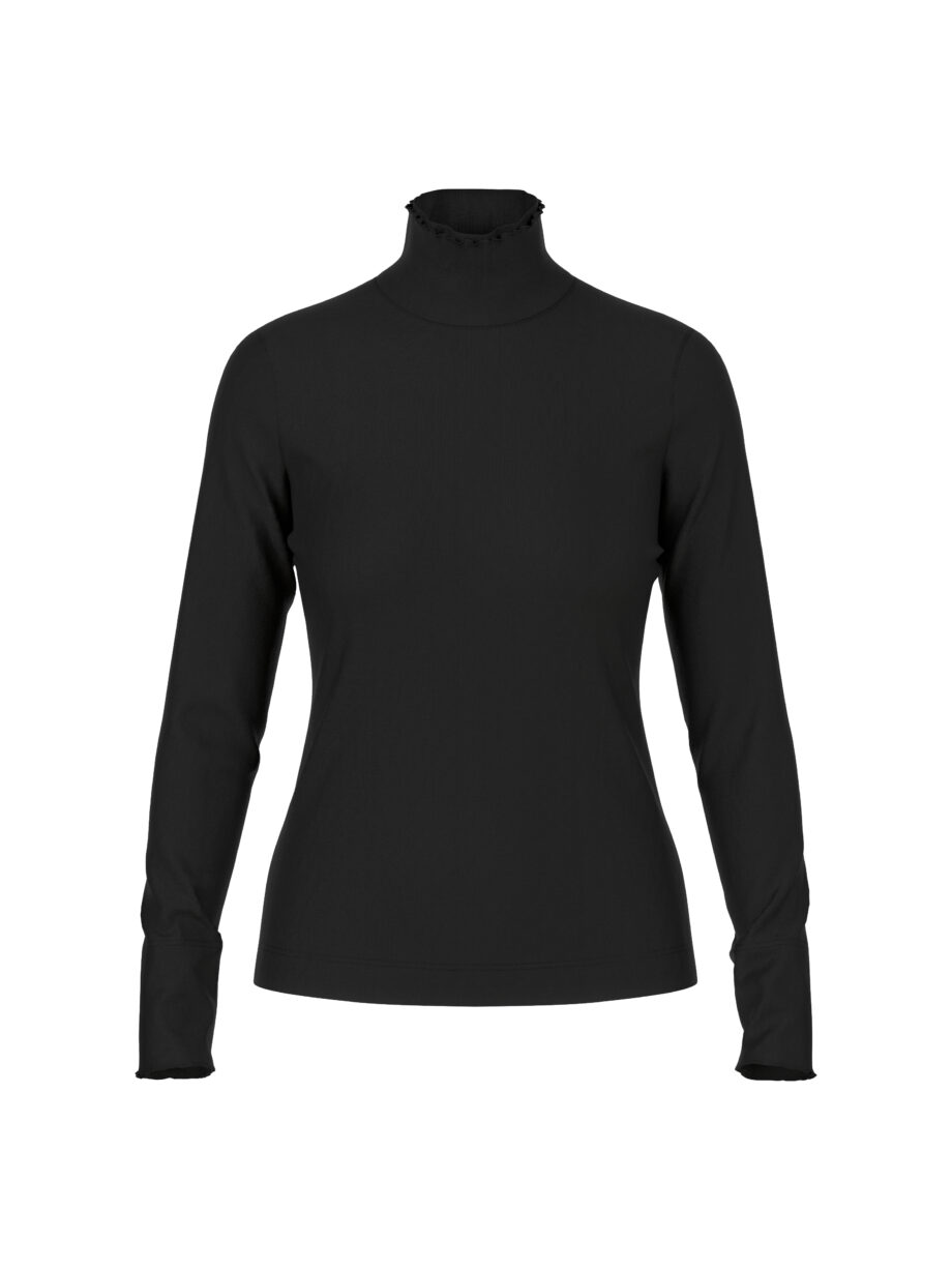 Marc Cain - T-Shirt mit offenkantigem Mock-Neck