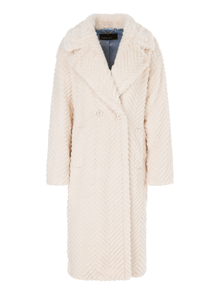 Marc Cain - Mantel aus Fun Fur in Fischgrat