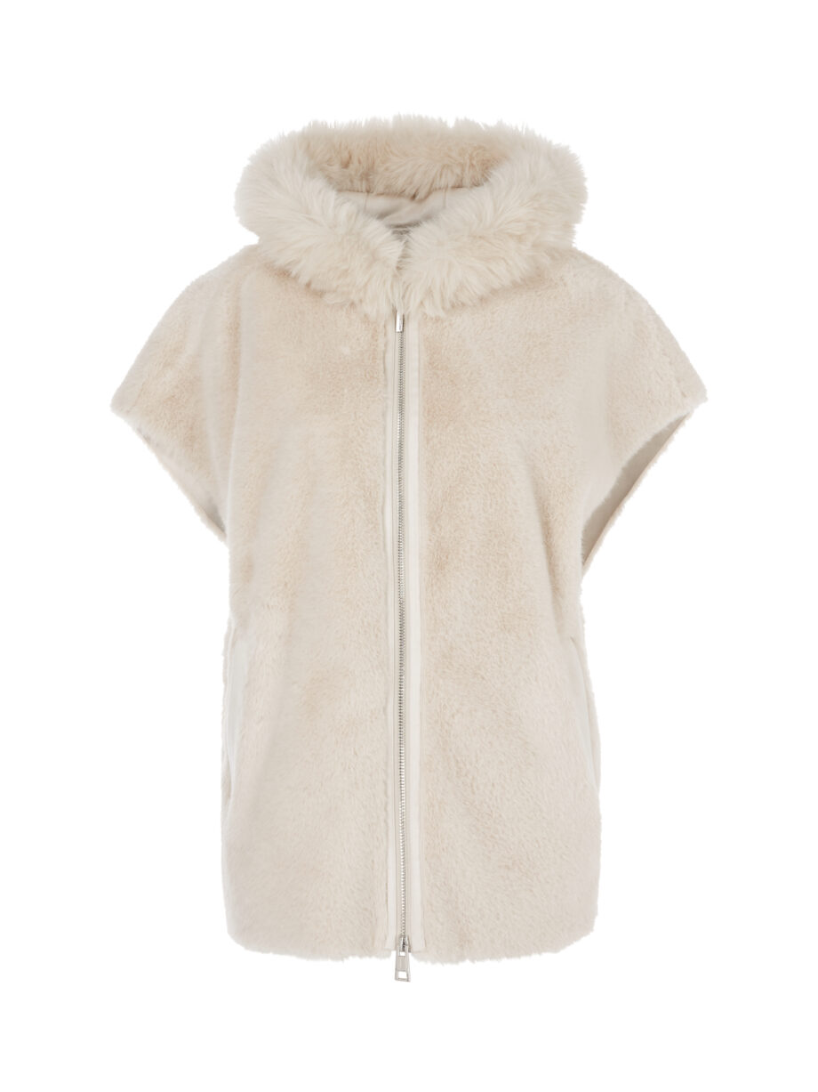 Marc Cain - Oversized Kapuzenweste aus Fun Fur