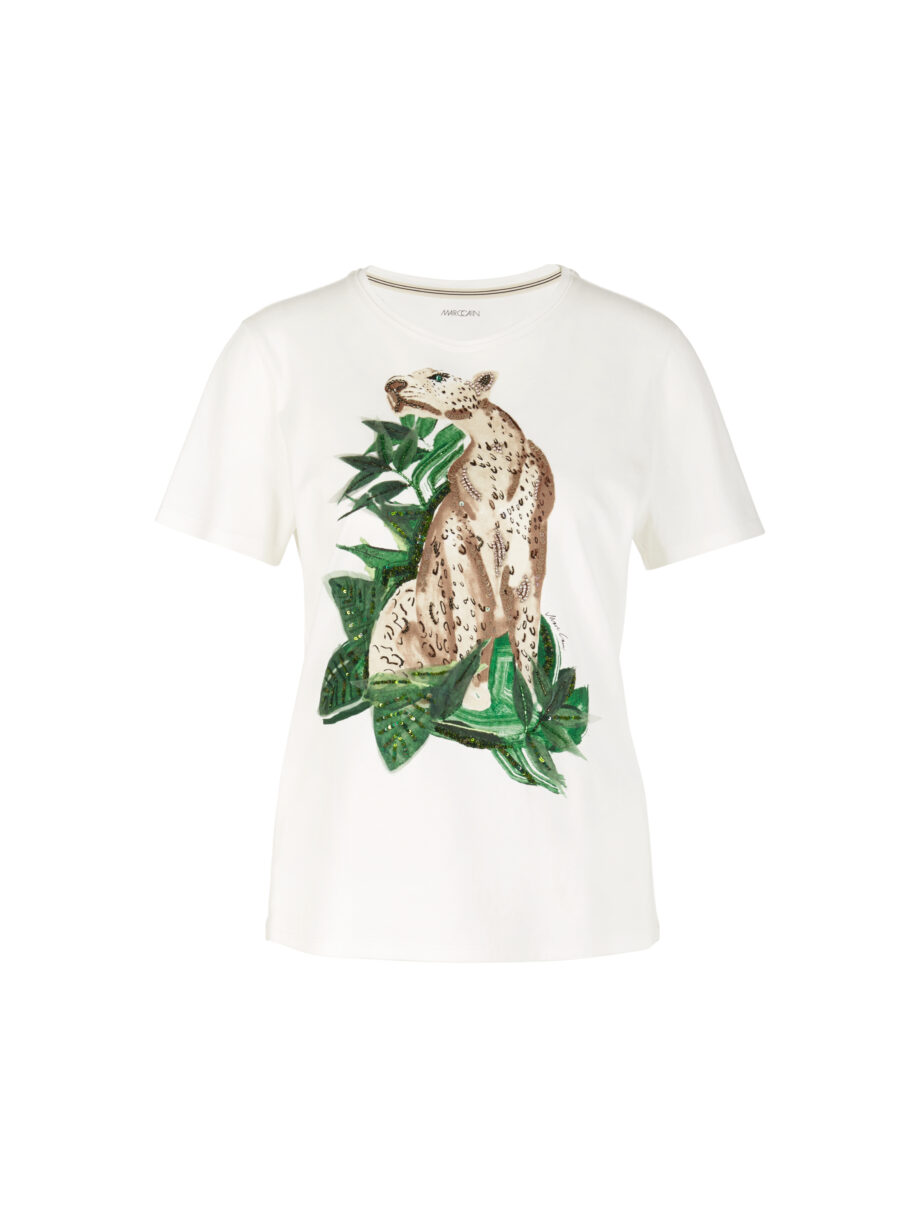Marc Cain - T-Shirt mit Leo-Print und Strassdetails