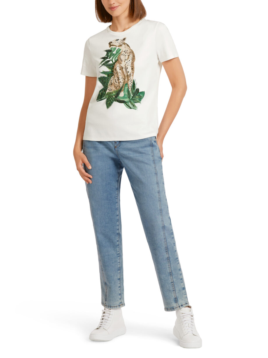 Marc Cain - T-Shirt mit Leo-Print und Strassdetails