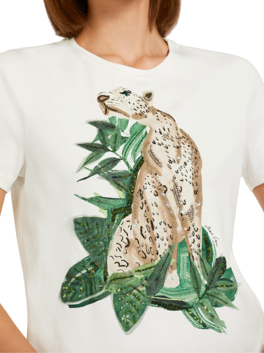 Marc Cain - T-Shirt mit Leo-Print und Strassdetails