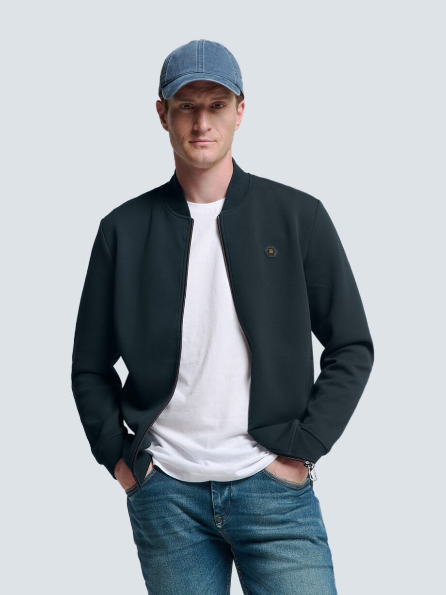 NO EXCESS - Sweater Full Zipper Pique Bomber