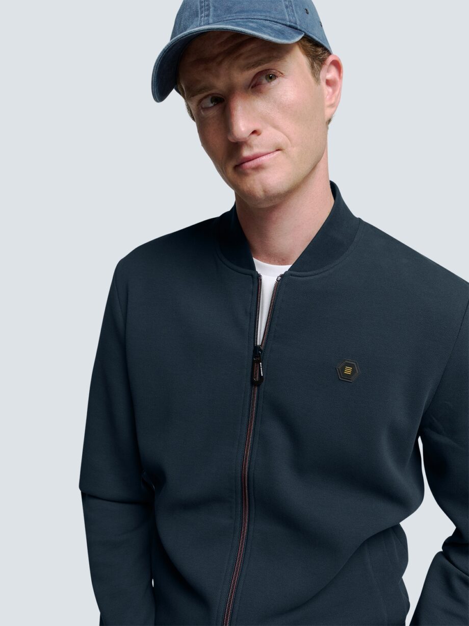 NO EXCESS - Sweater Full Zipper Pique Bomber