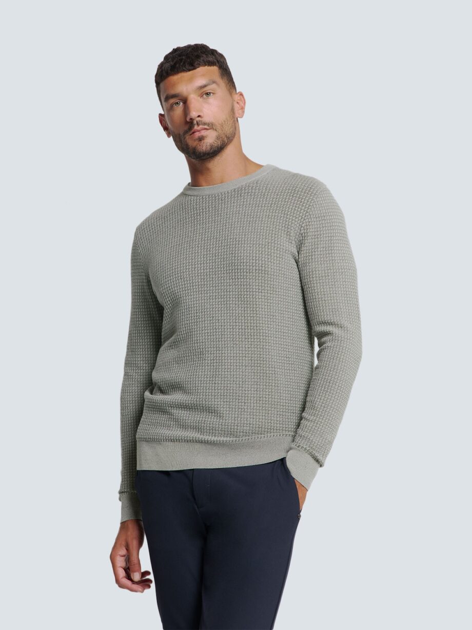 NO EXCESS - Pullover Crewneck 2 Coloured Waffle Jacquard