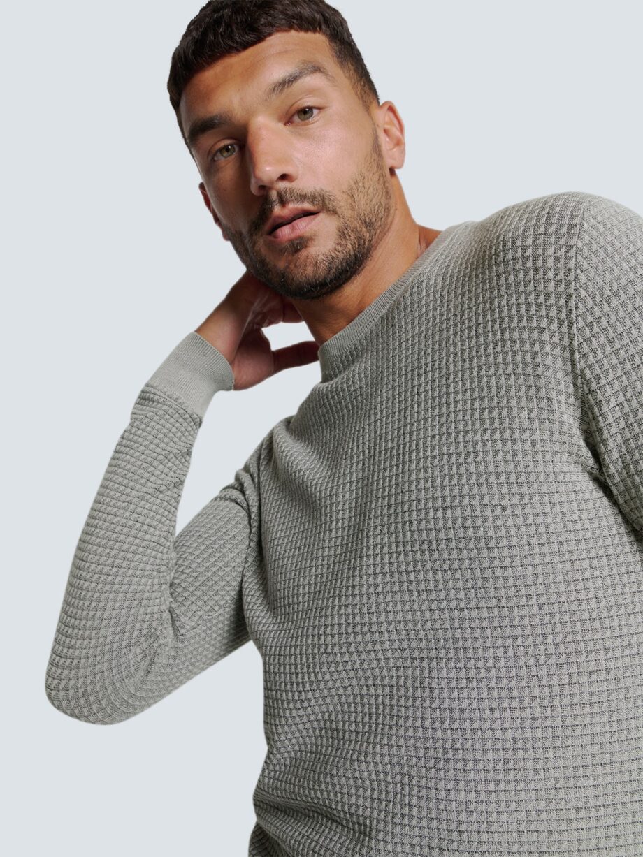 NO EXCESS - Pullover Crewneck 2 Coloured Waffle Jacquard